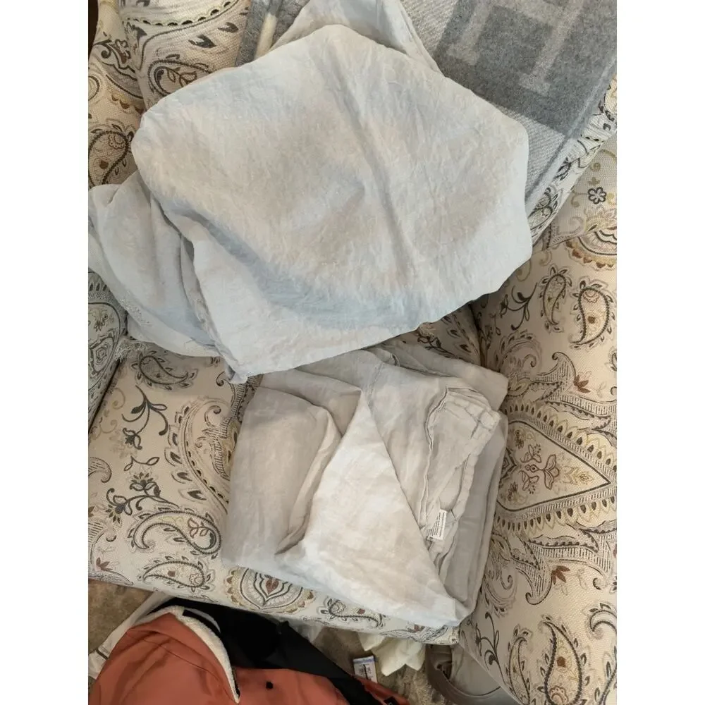 Parachute King/cal King Grey Linen Flat Sheet NEW